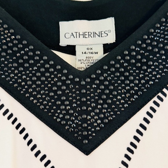 Catherines Black & White Chevron Besded V-Neck Maxi Size S - Picture 5 of 12